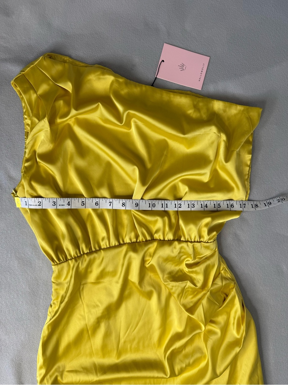 Hello Molly Elite Girl Yellow Gold Satin One Shoulder Maxi Dress Size 6 NWT - Picture 9 of 14